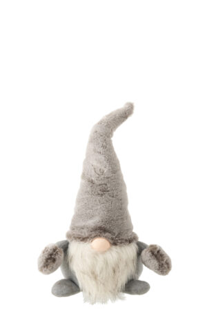 Kerstman Staand Pluche Grijs/Wit Small